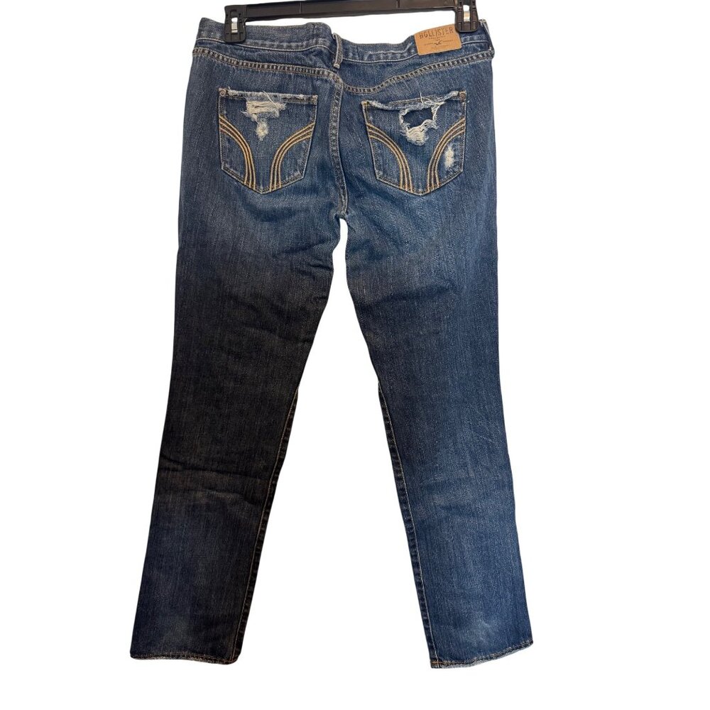 Hollister Womens Distressed Studded Pocket Jeans Size 8 W29 Blue Denim Cotton - Picture 2 of 8
